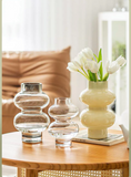 グラス花器 北欧デザイン フラワーベース 花瓶 　ガラス　透明　　生け花　インテリア　オシャレ