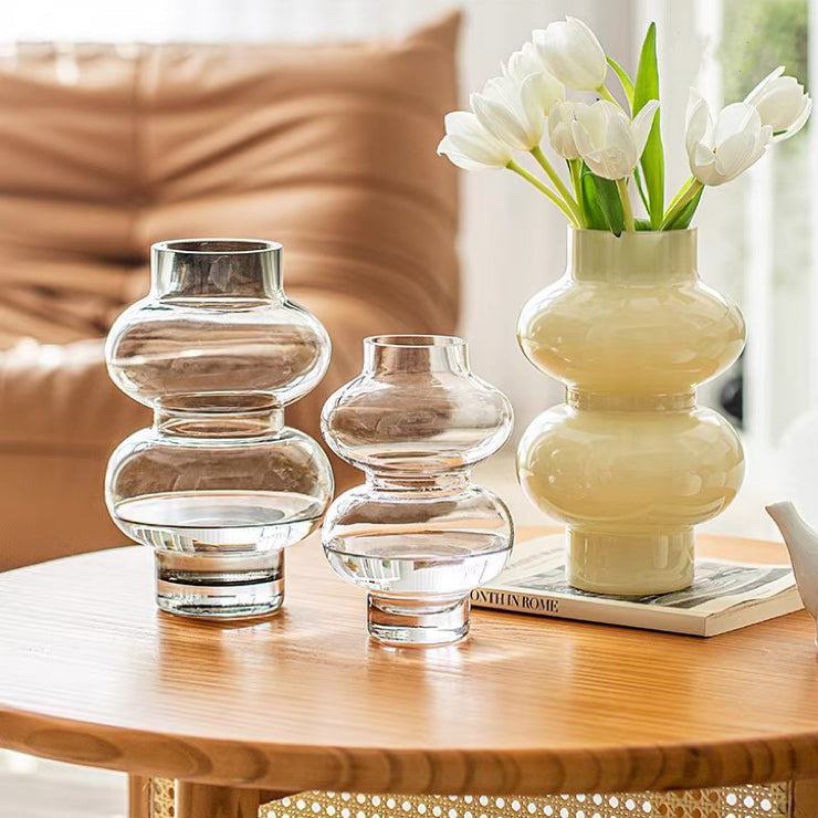 グラス花器 北欧デザイン フラワーベース 花瓶 　ガラス　透明　　生け花　インテリア　オシャレ