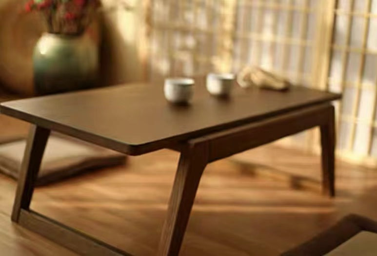 無垢材テーブル　和風　畳　和室　シンプル　高級感　ローテーブル　インテリア　カフェタイム　