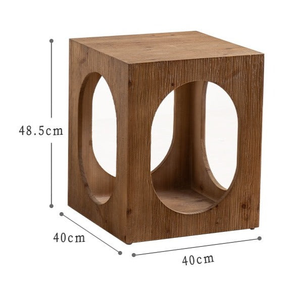 古材天然木サイドテーブル コーヒーテーブル 無垢材収納テーブル 木製