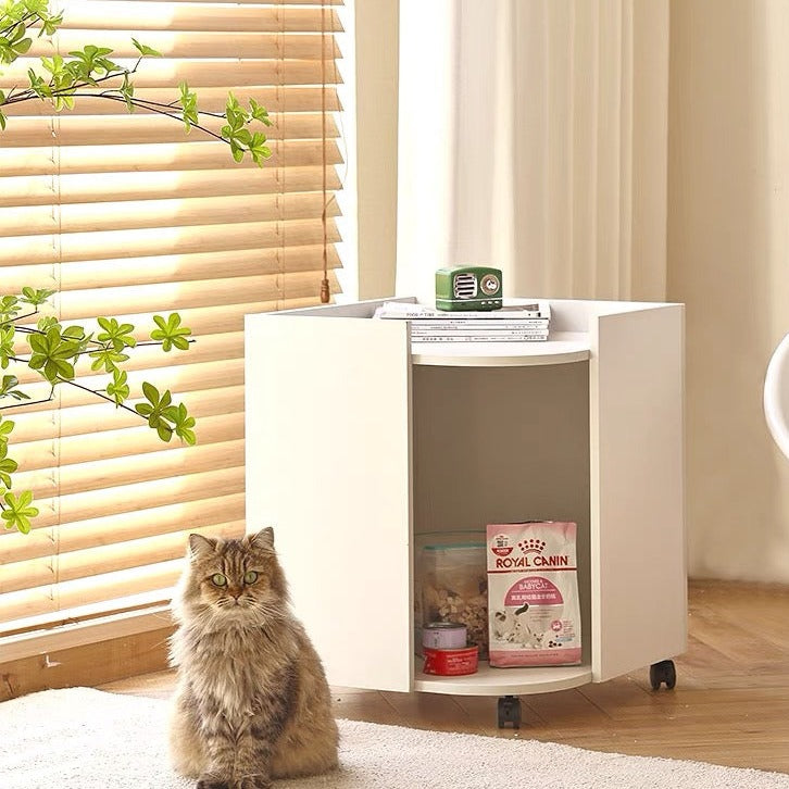 天然木オシャレペットハウス &サイドテーブル ナイトテーブル  クッション付き  猫 犬 ペット モダン