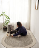 手編みカーペット 織り インテリア　リビングルーム　洗える 北欧 おしゃれ  オーバル 天然素材  無地 楕円 可愛い