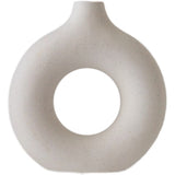 ドーナツ陶器花瓶 円形　シンプル セラミック花瓶 北欧スタイル 装飾 リビングルーム つや消し陶器 かびん フラワーベース 花器 おしゃれ  インテリア