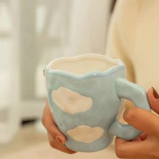 ハンドメイドマグカップ　電子レンジ対応　不規則な手作りセラミックカップ　コーヒー　